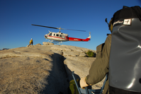 helicopter landing on halfdome at Yosemite National Park