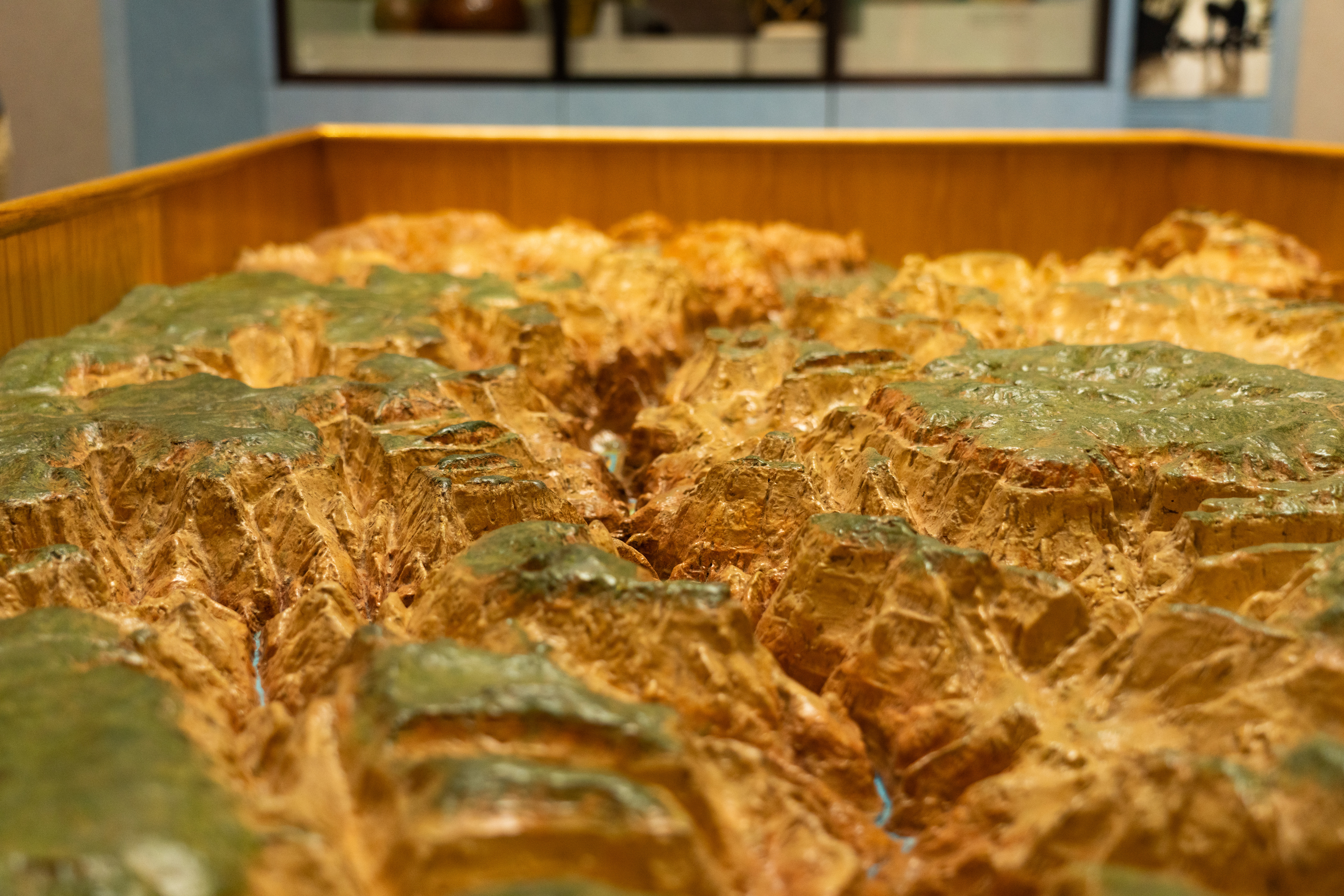 A close up of a topographical map of zion national park