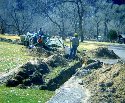 Workers during the Zion Lodge utilities project.