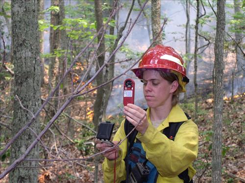 Firefighter at Kings Mountain National Military Park during Brushyridge Prescribed Burn, June 2003