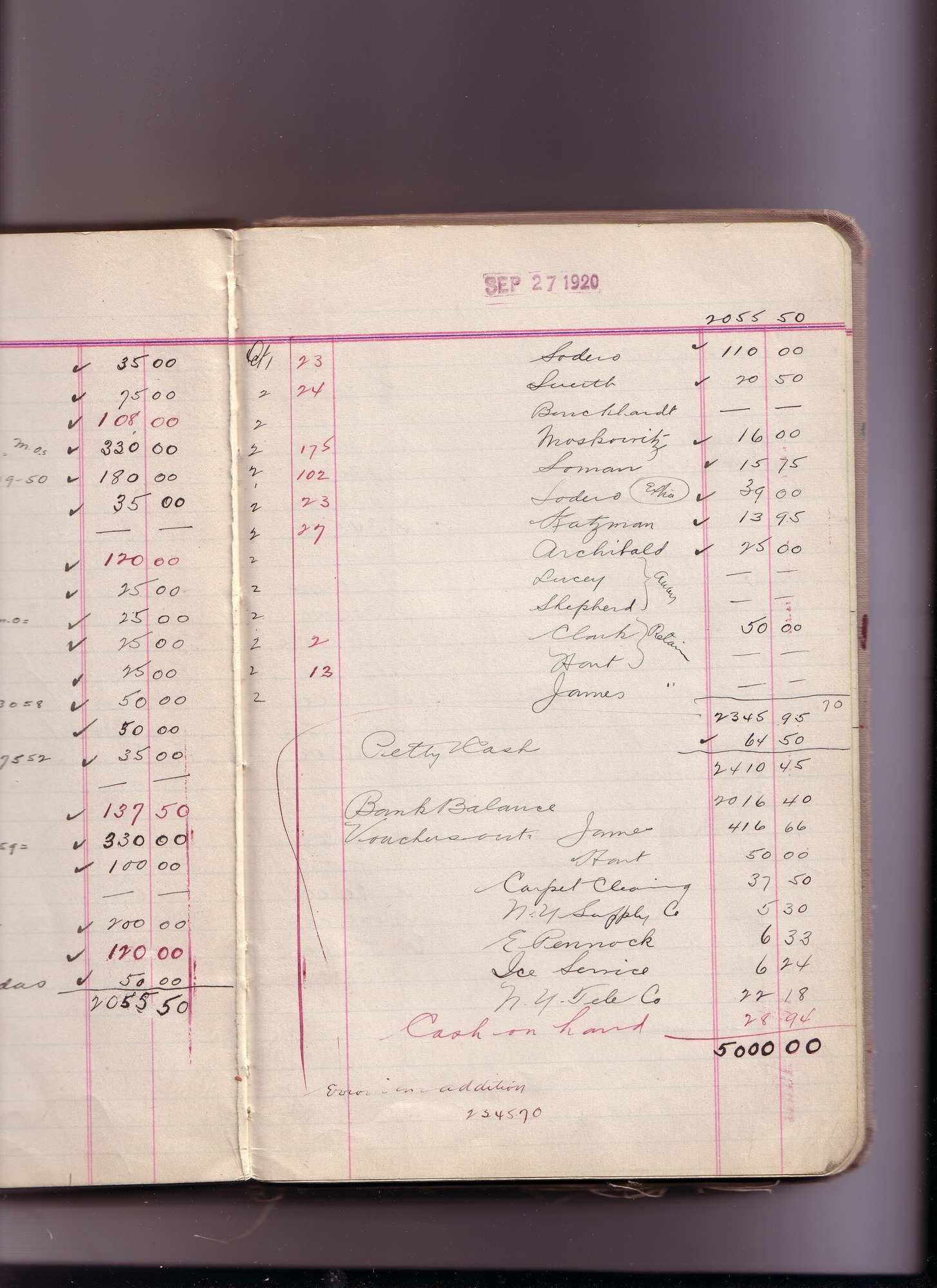 Thomas Edison's New York City Recording Studio Cash Book 16 (of 21), Image 277 (of 305).