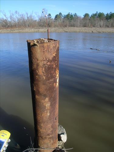 Well casing in the Neches River