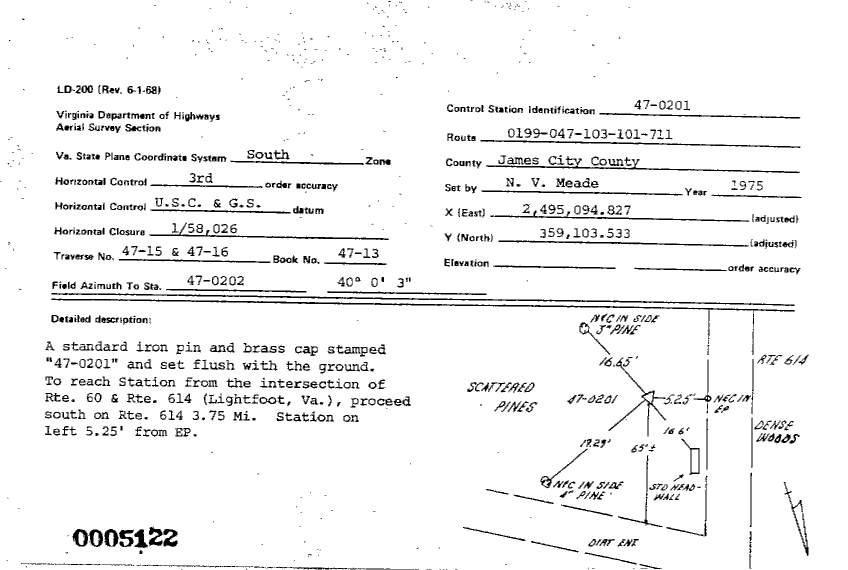 00005122 Survey Monumentation Sketch