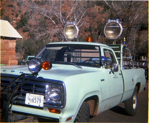 Color Photos of Park Service trucks.