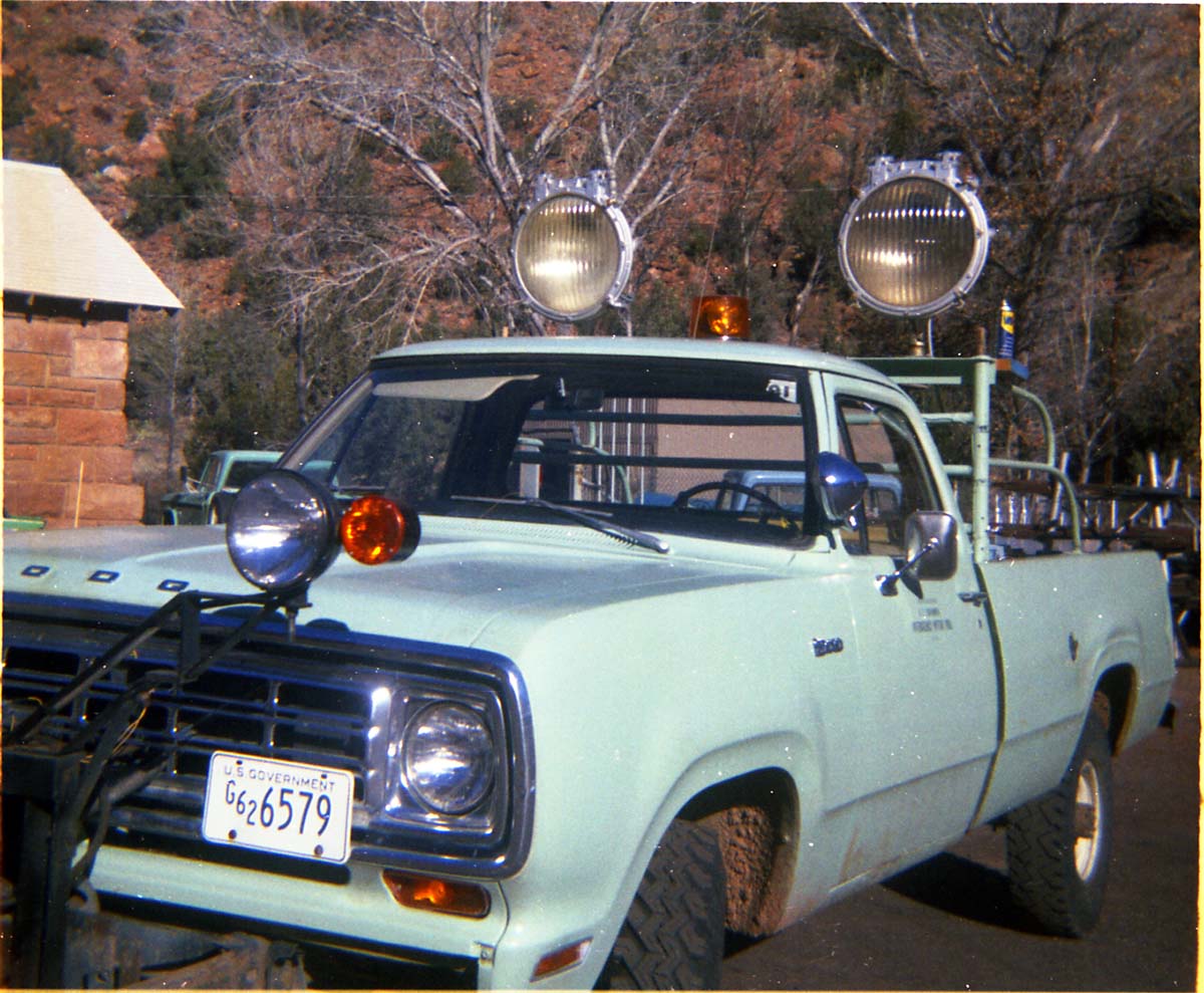 Color Photos of Park Service trucks.