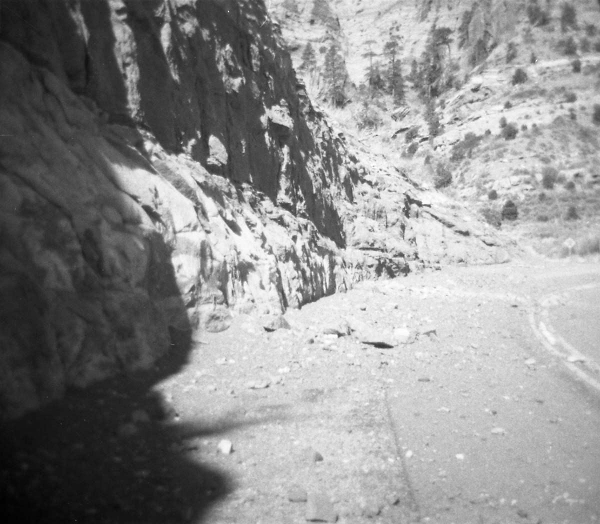 BW photos of rock slides in Kolob Canyons - 110mm.