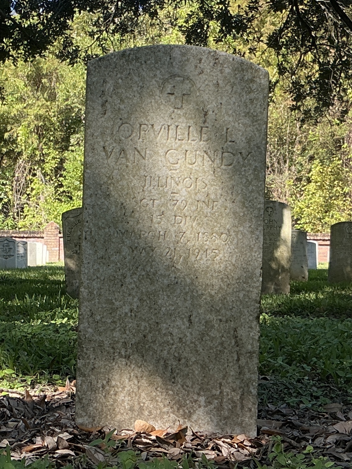 Front of upright marble headstone with flat face.