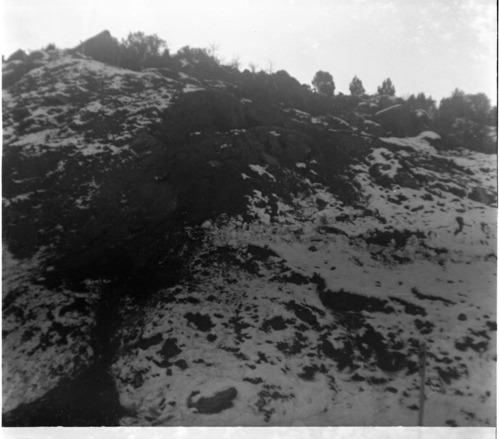 BW Photo of a rock slide along State Route 9 (SR-9).