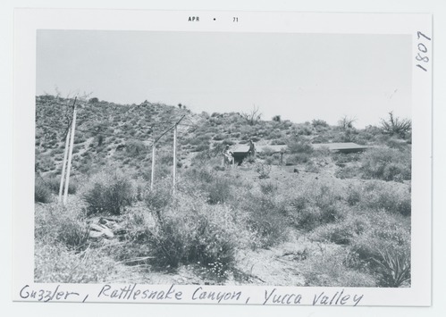 Black and white image of Guzzler in Rattlesnake Canyon