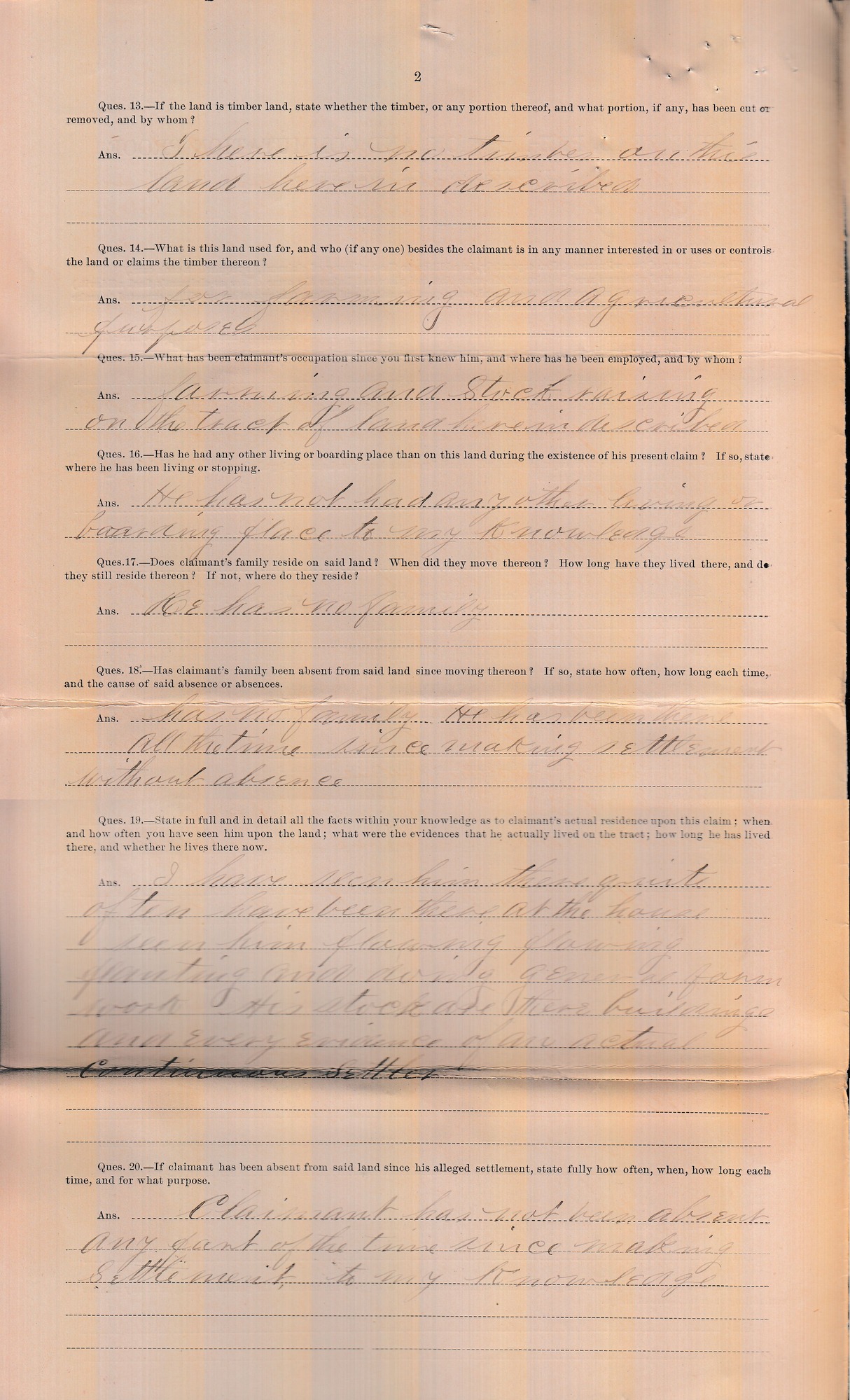 Scanned image of a witness testimony form. See description for text.