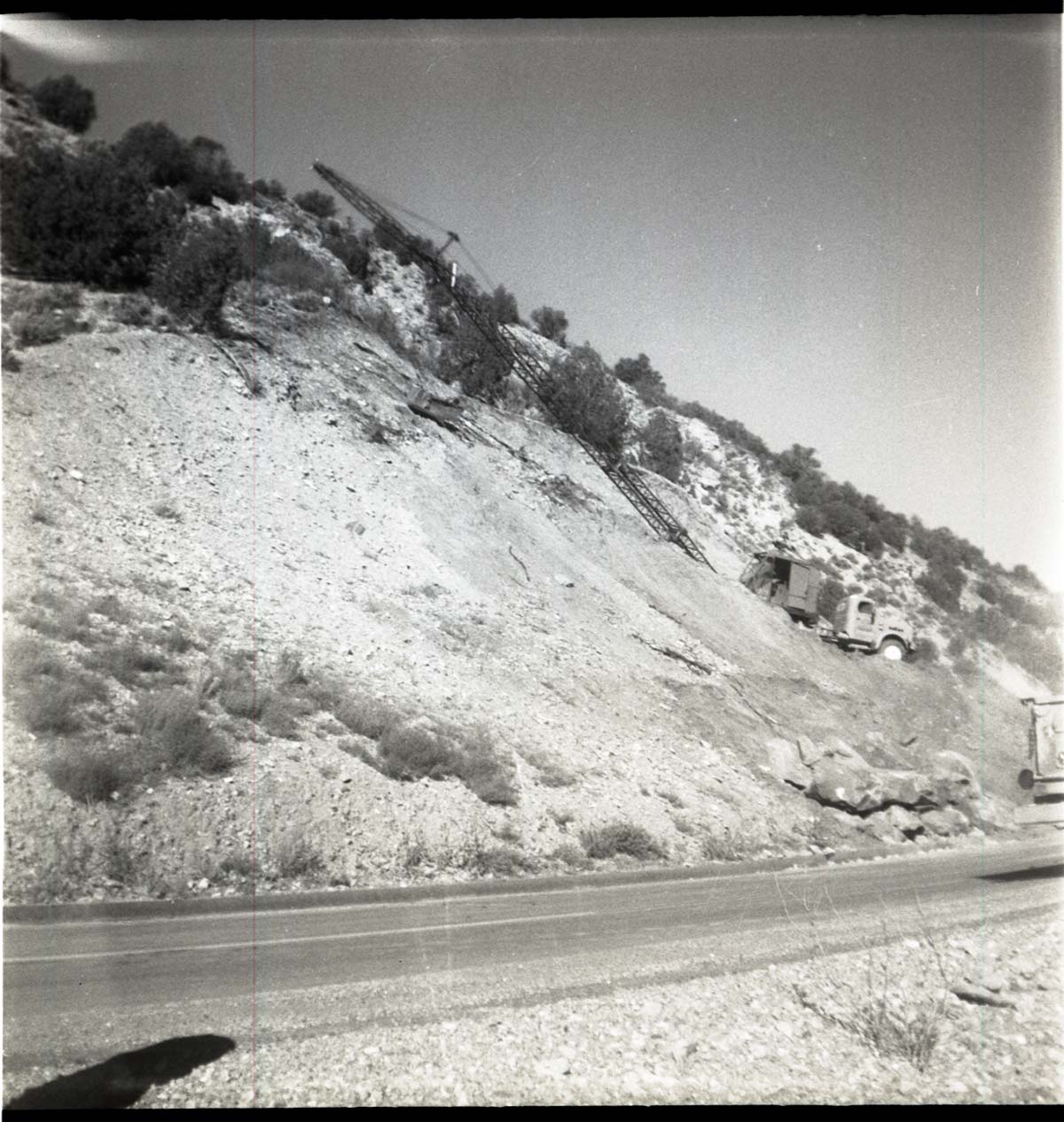 BW photos of rock slides in Kolob Canyons - 2x2.