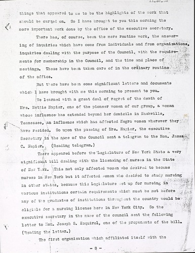 National Council of Negro Women, meeting minutes, November 26, 1938