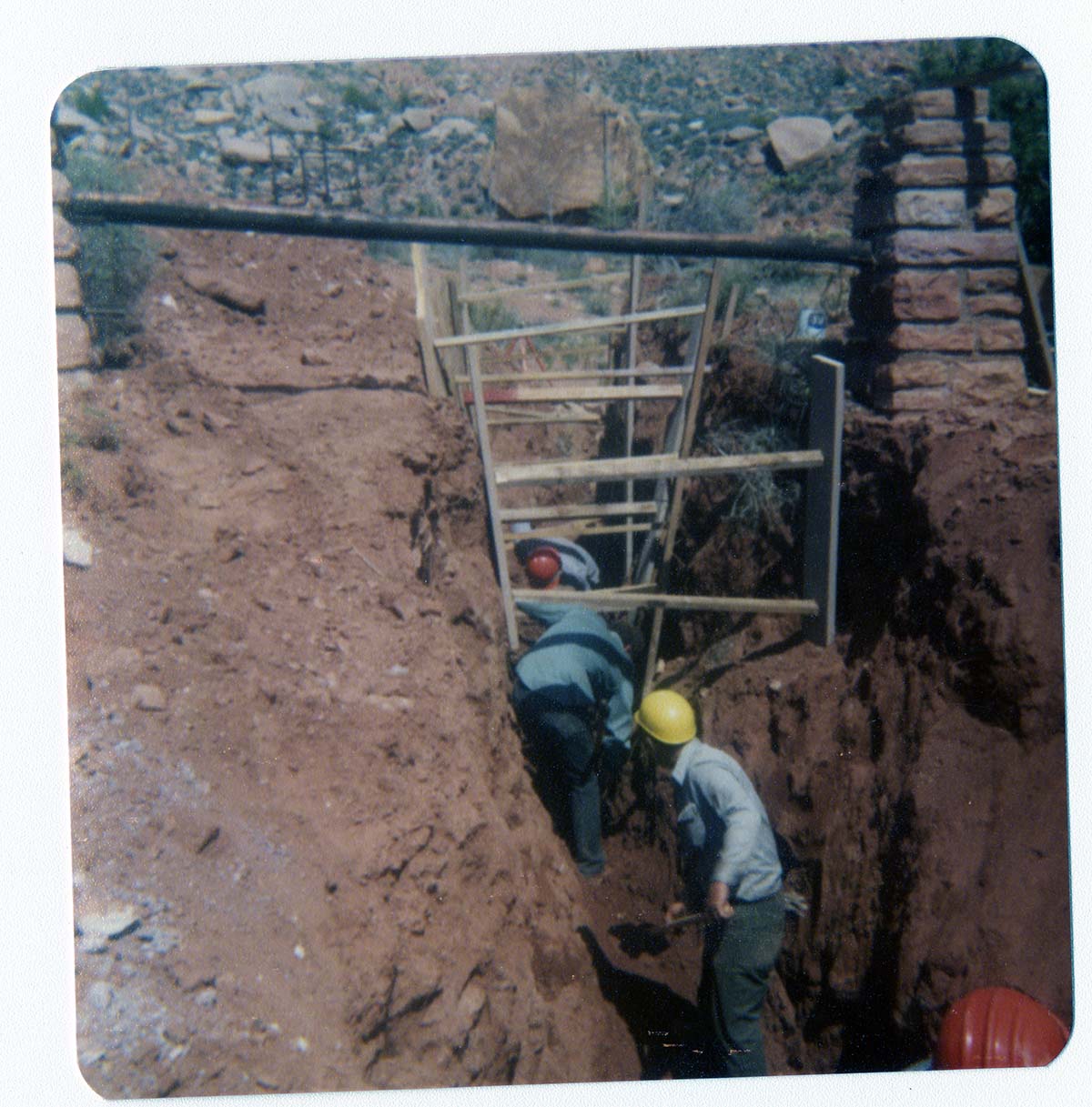 Workers during the construction of the Springdale water pipeline.
