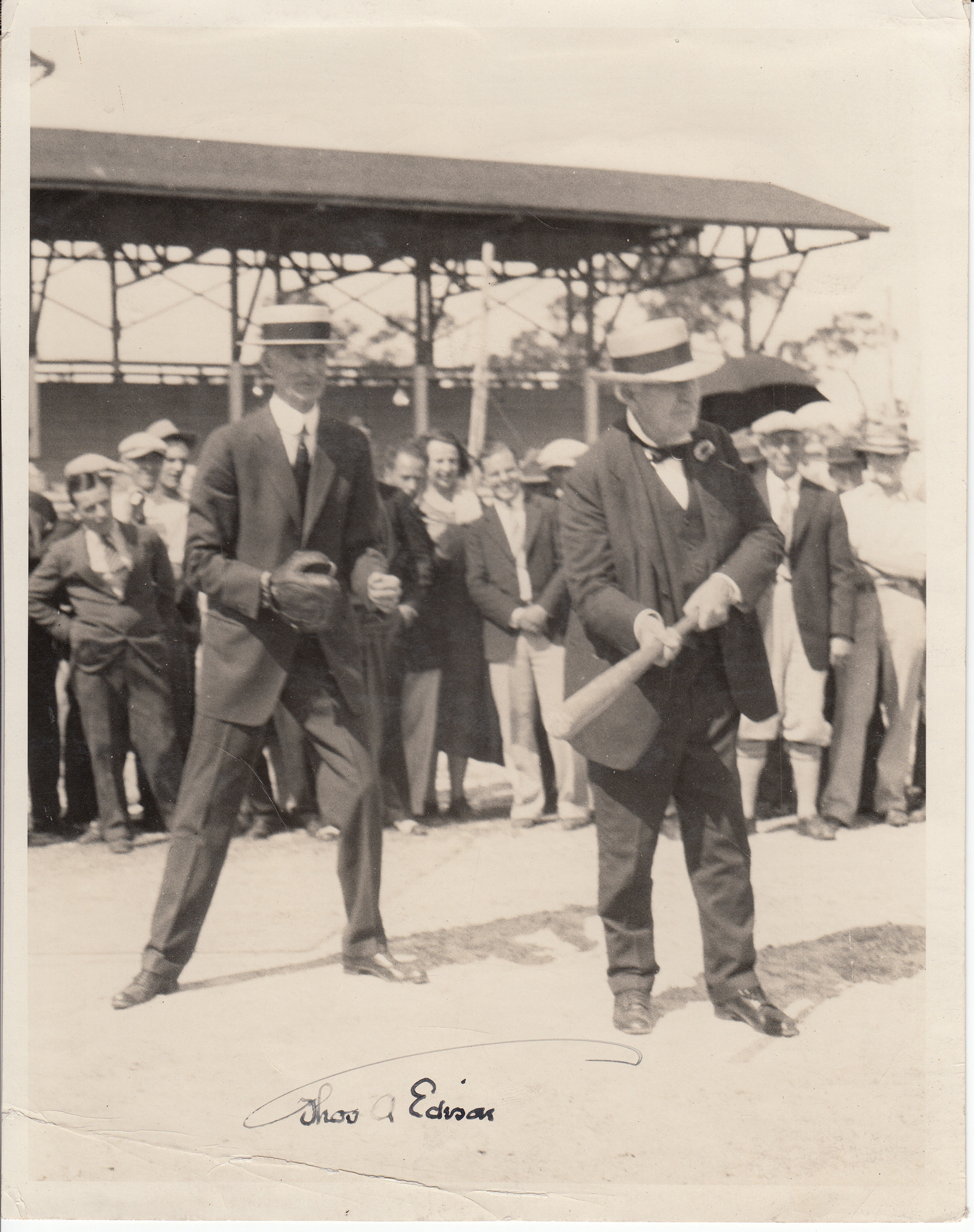 Thomas Edison playing baseball with Connie Mack.