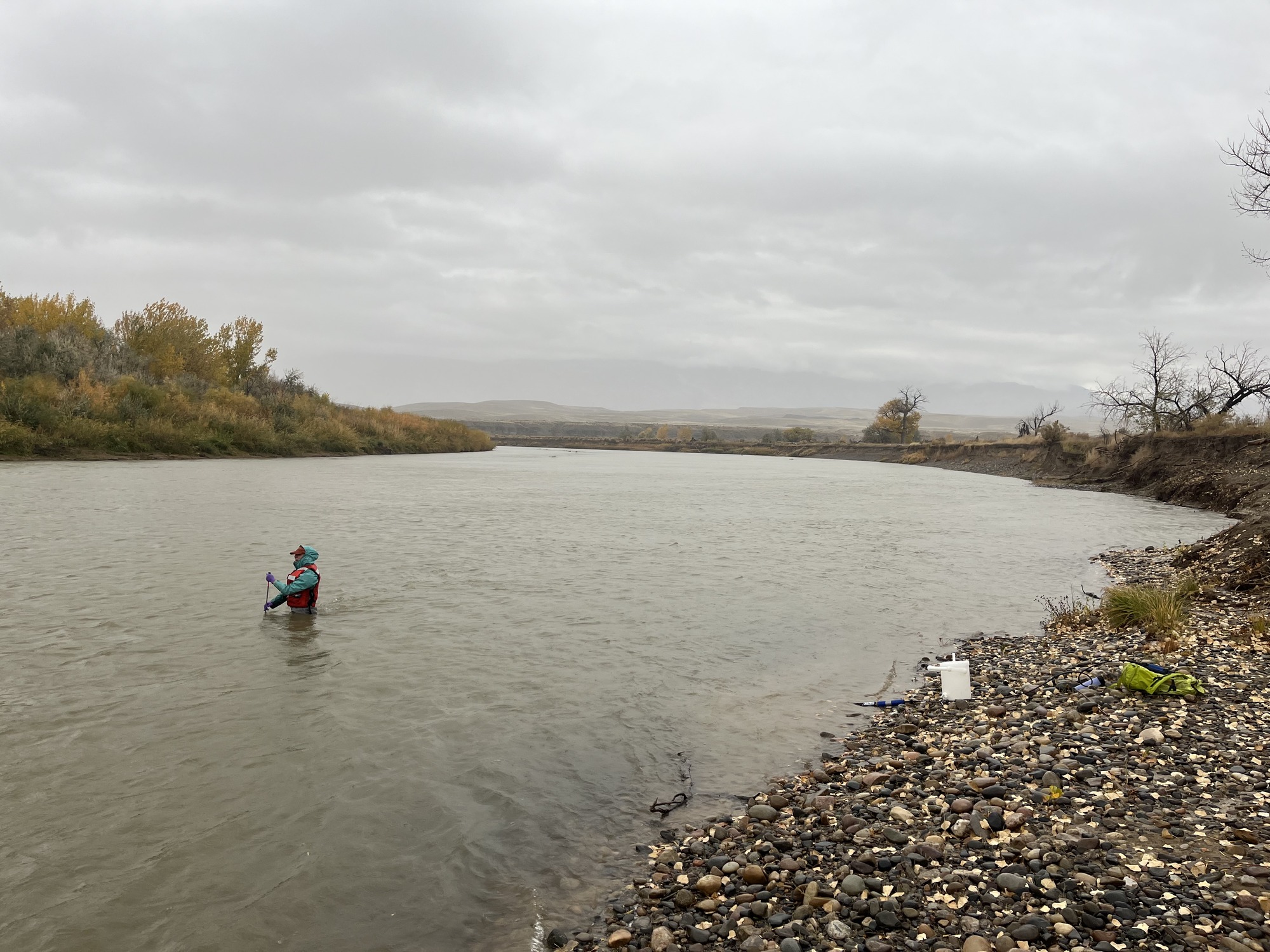 Bighorn River at Kane, WY looking downstream on October 17, 2024.