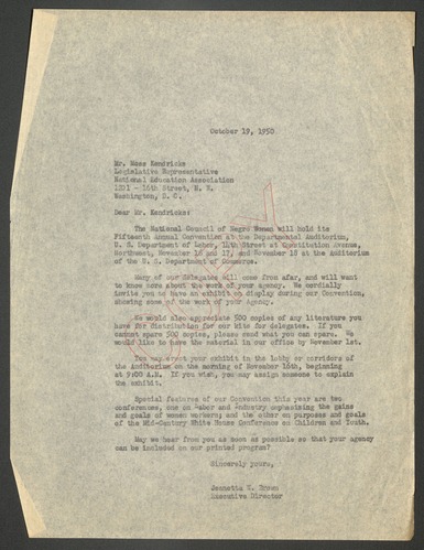 National Council of Negro Women, Correspondence