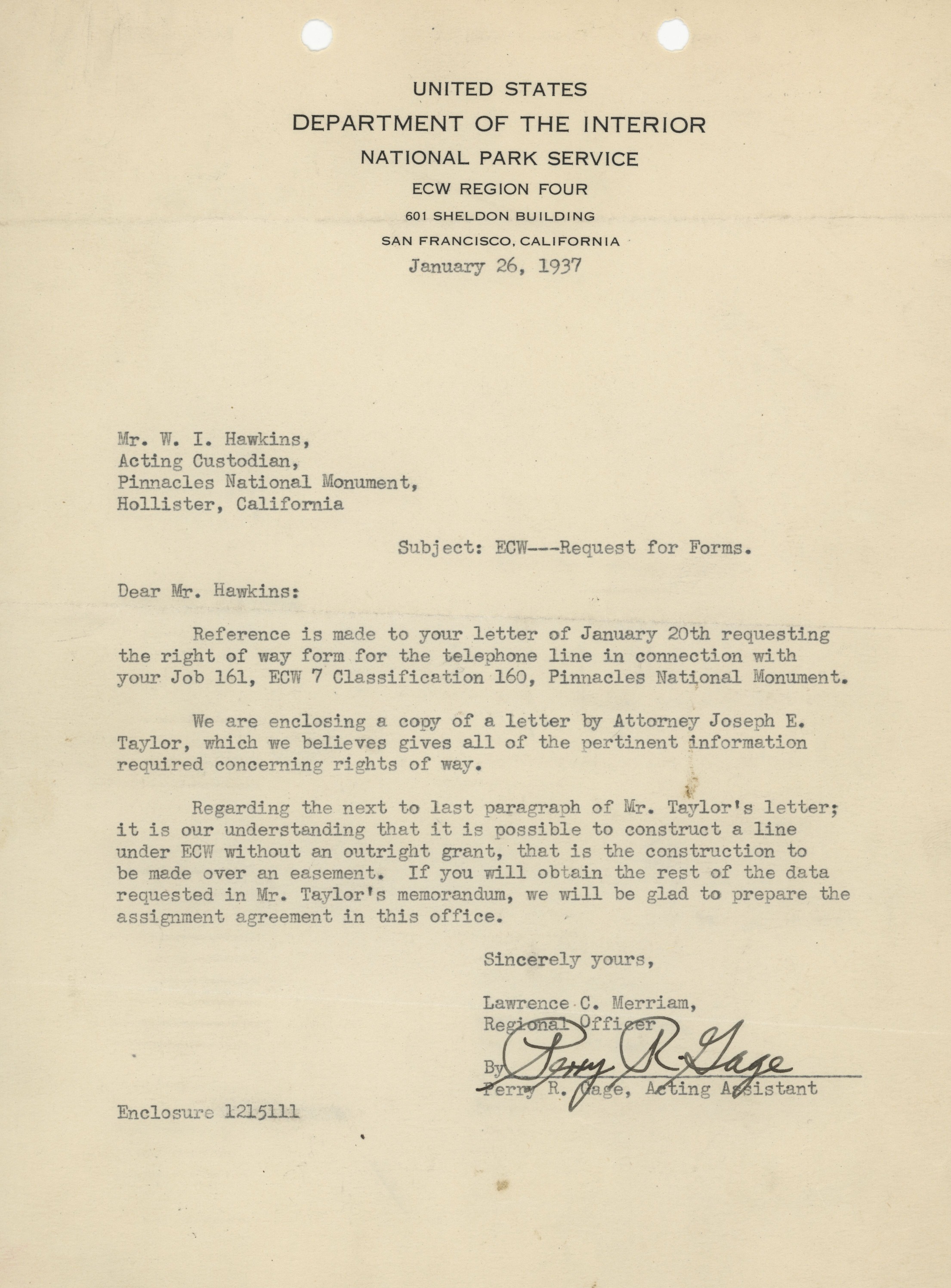 Telephone Line Improvement Easement Correspondence