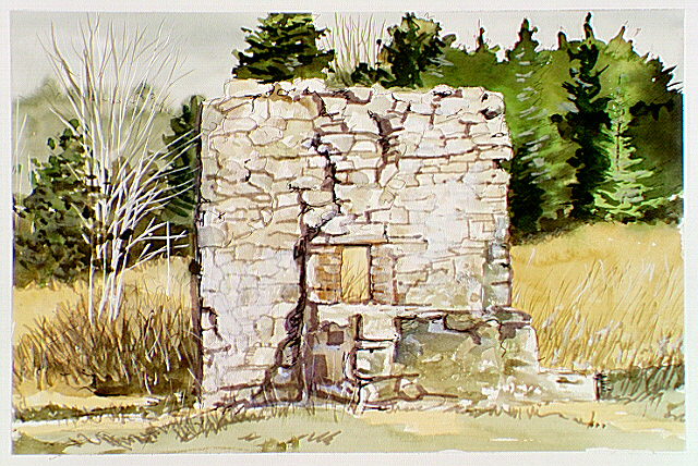 Stone ruins at the site of the Captains' House in the British Camp.