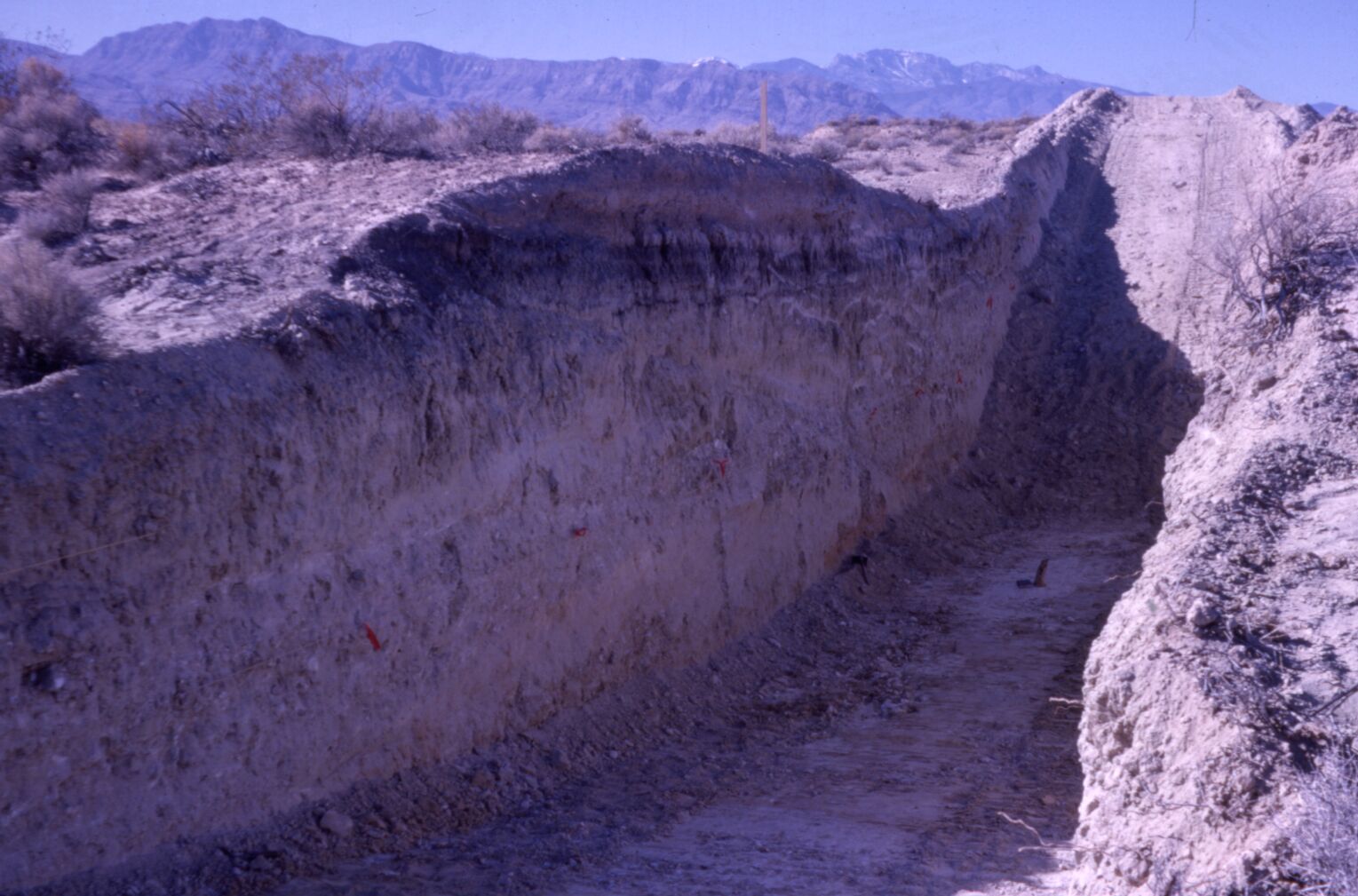Image of trench in desert landscape