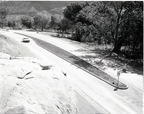 Traffic separator at Camp Center junction. Project: realignment of Highway 1 (park highway).