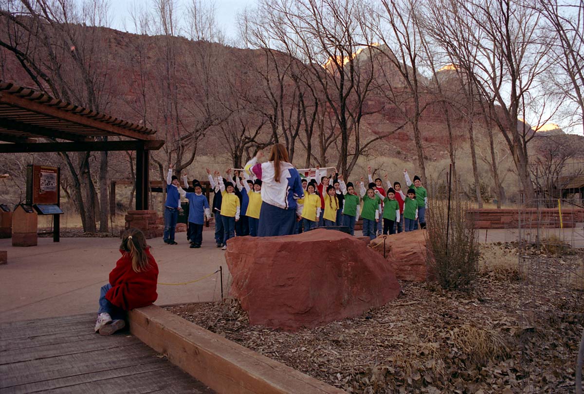 Color Photos of the ceremony surrounding the Olympic Torch passing through Zion.