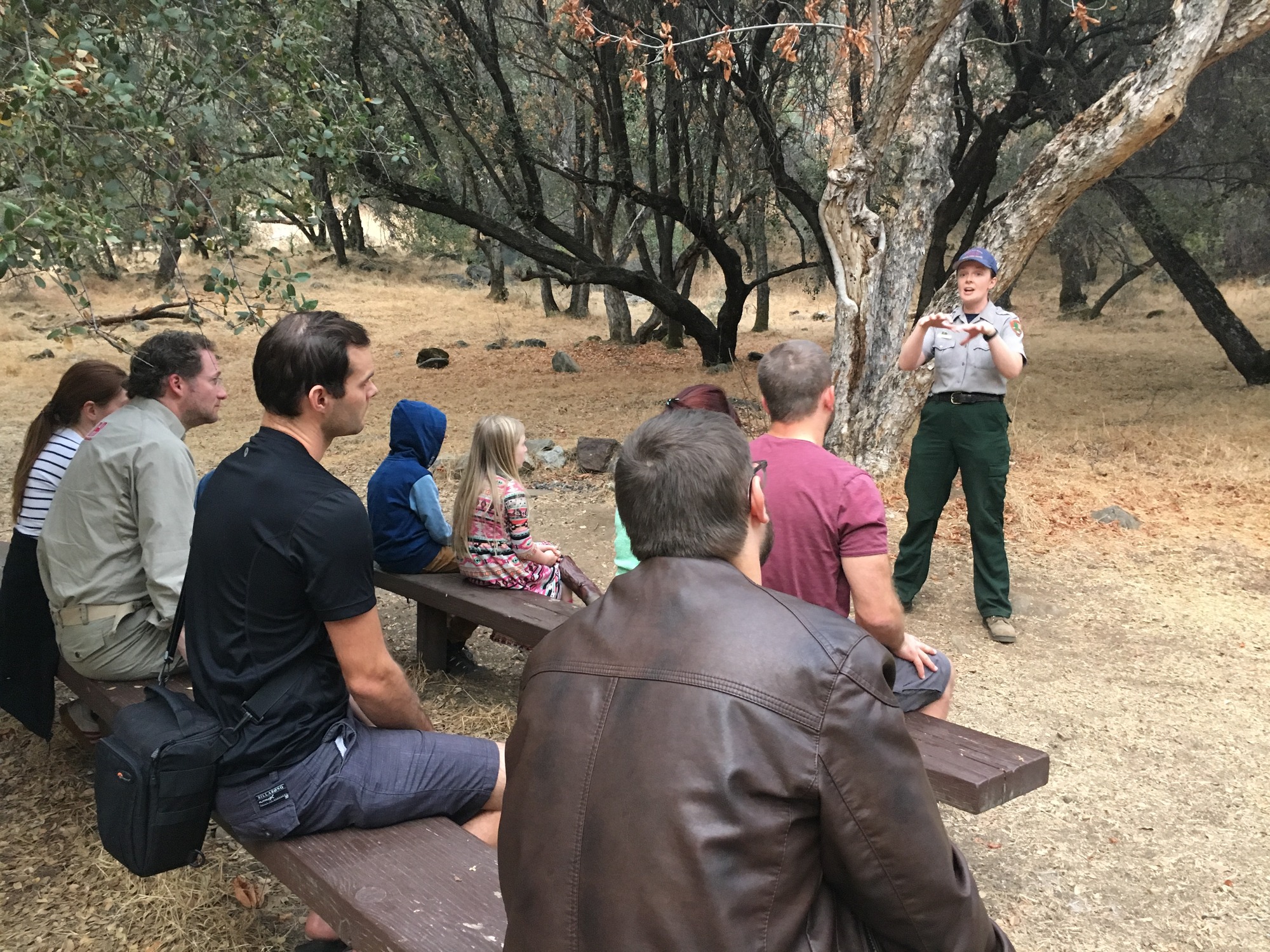 A SEKI Fire Staff Member gives a program about fire safety. 