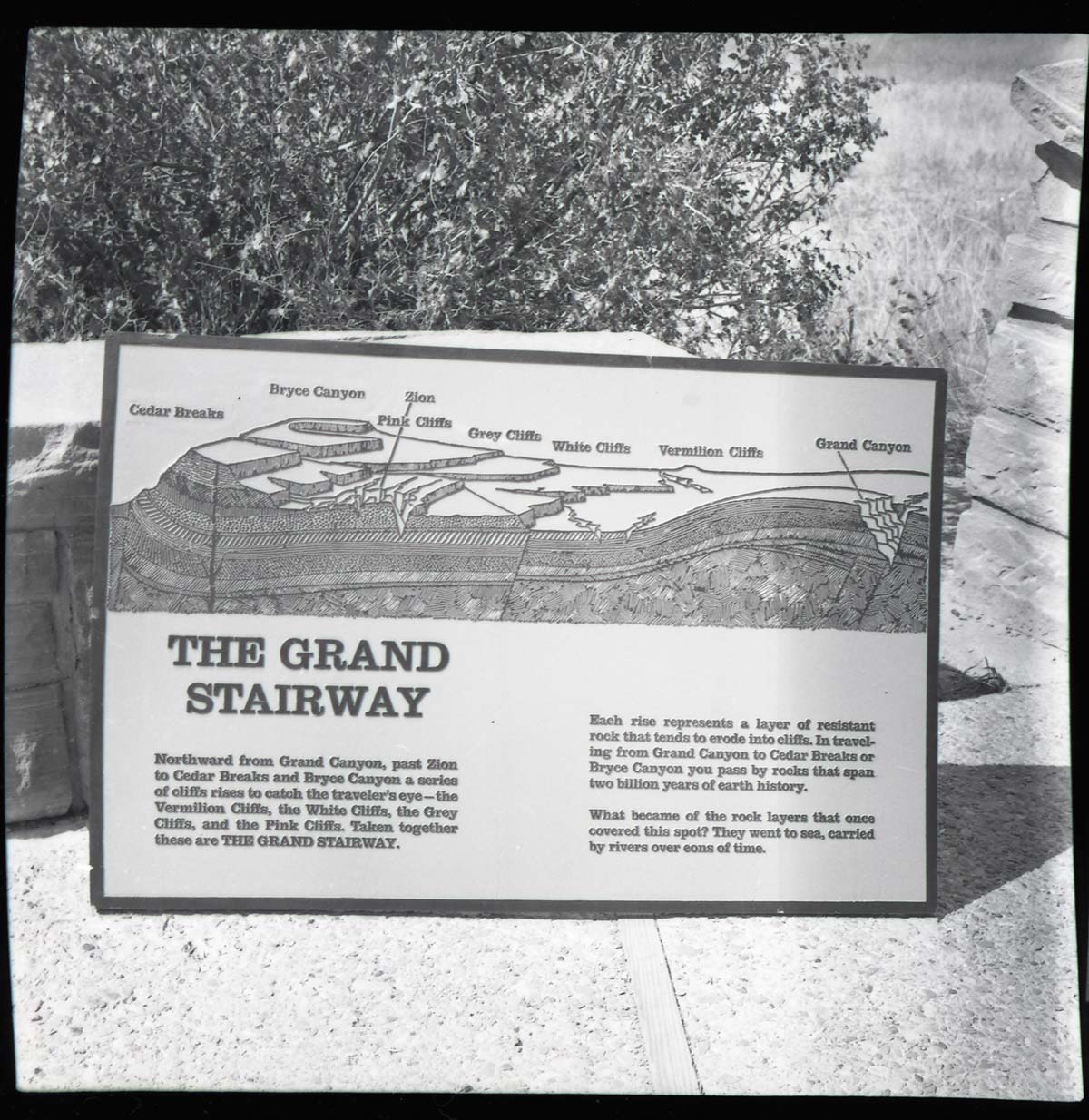 BW Photos of trailside exhibits.