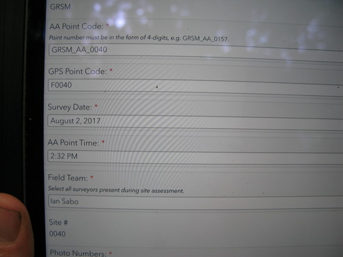 GRSM Accuracy Assessment. Plot Code: GRSM_AA_0040_1