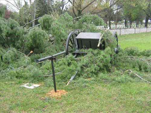 Tornado Damage at Stones River National Battlefield in April 2009