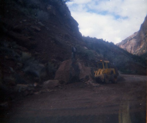 Color Photo of a rock slide along State Route 9 (SR-9).