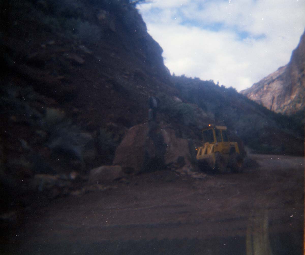 Color Photo of a rock slide along State Route 9 (SR-9).