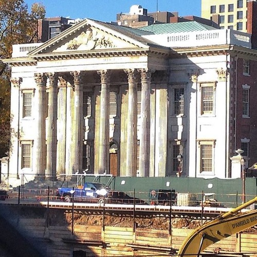 Morning sunlight on the First Bank of the United States.