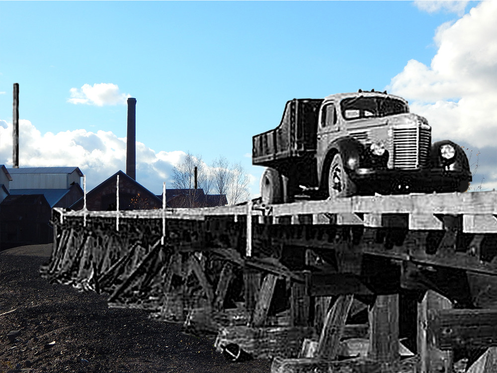 Historical photo overlaid onto present day photo.