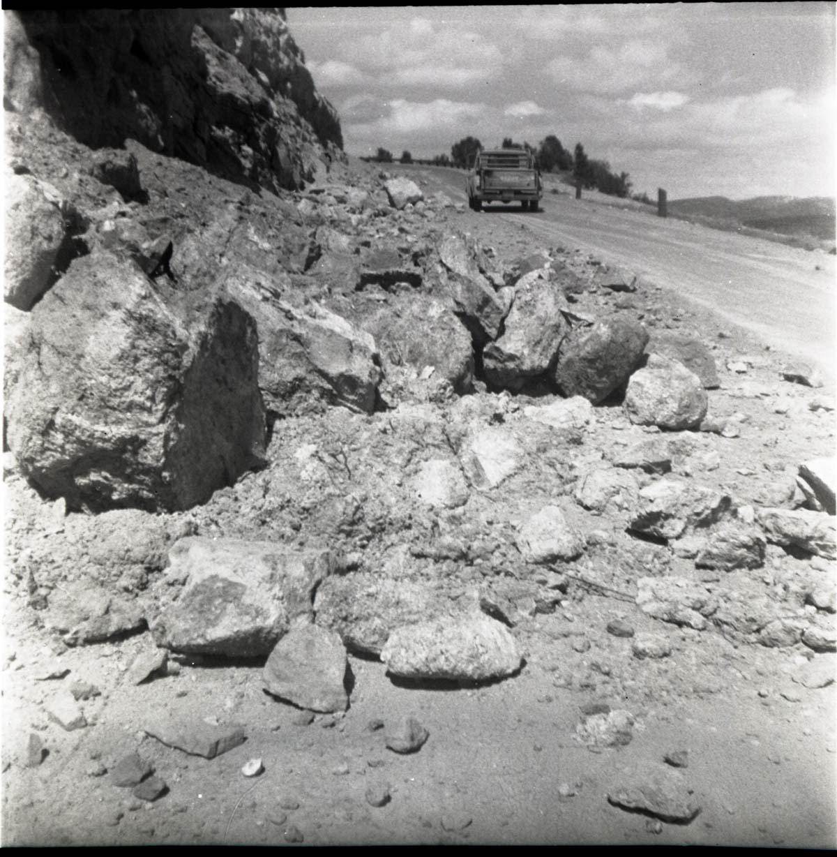BW photos of rock slides in Kolob Canyons - 2x2.