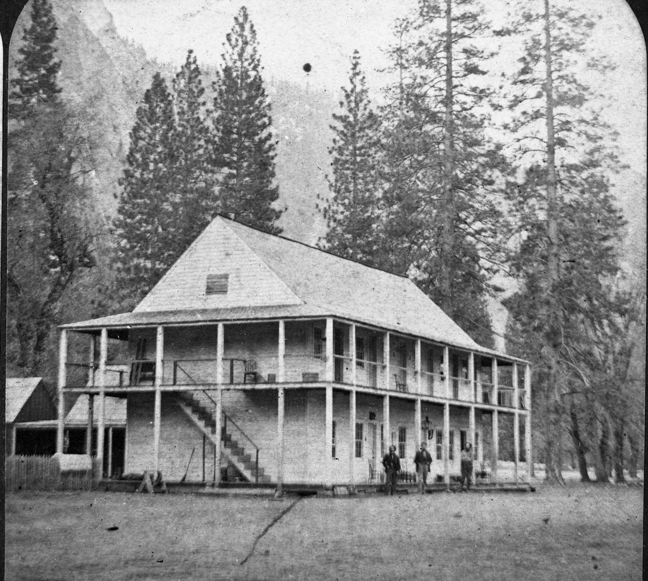 Copy Neg: Michael Dixon, July 24, 1985. Detail of L. Samus stereo (RL-16,419) of Leidig's Hotel.
