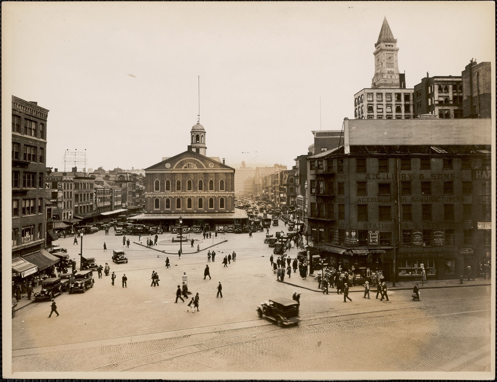 View overlooking Dock Square and Faneuil Hall in downtown Boston.