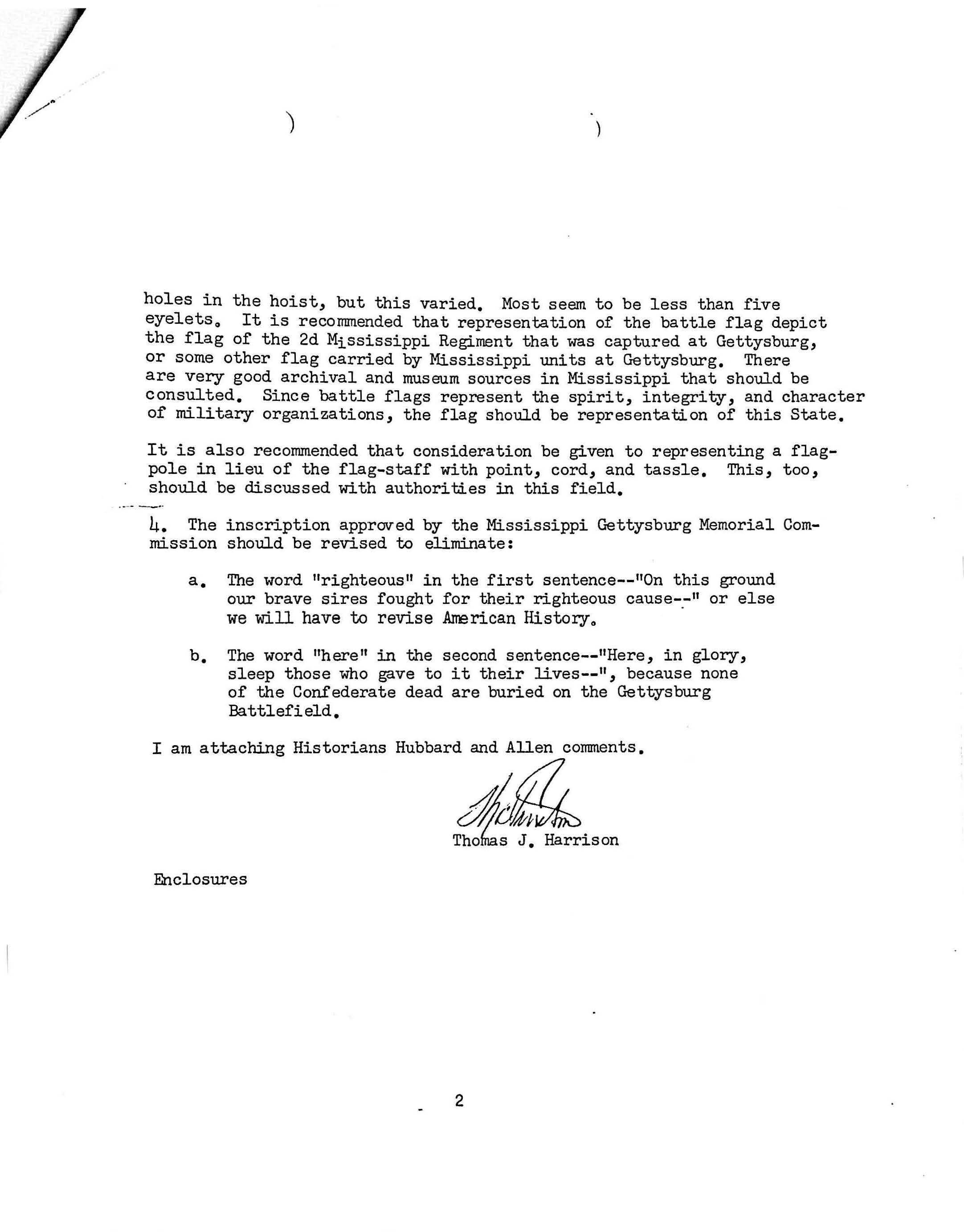 White paper with typed black text and a handwritten signature