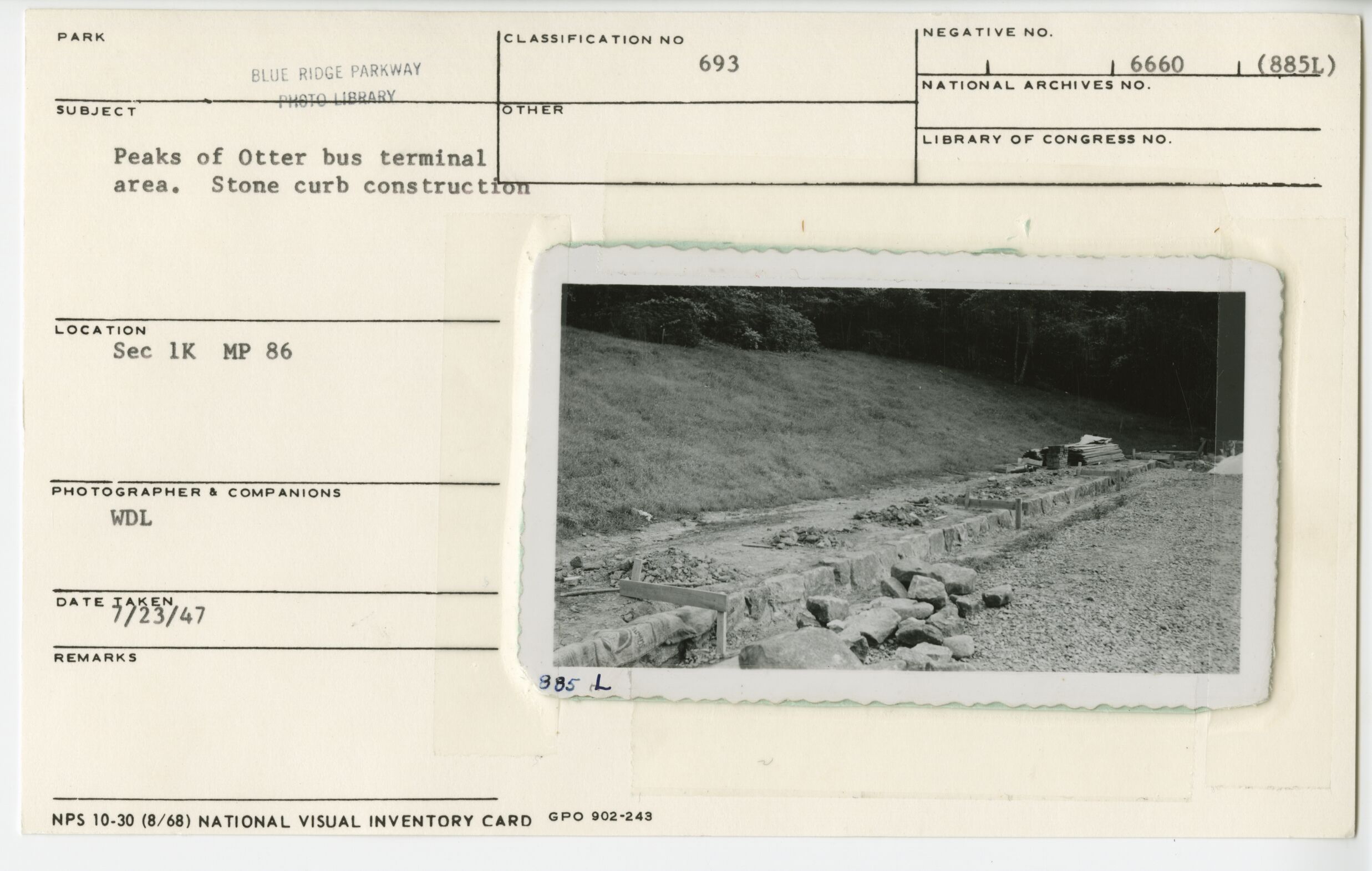 Stone curb construction for bus terminal