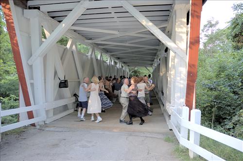 Everett Road Covered Bridge contra dancers 1