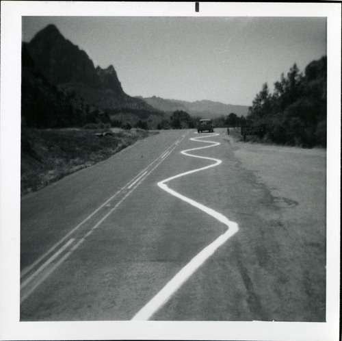 Zig-zag paint-line mishap along State Route 9 (SR-9).