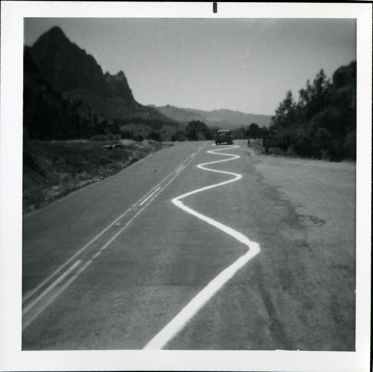 Zig-zag paint-line mishap along State Route 9 (SR-9).