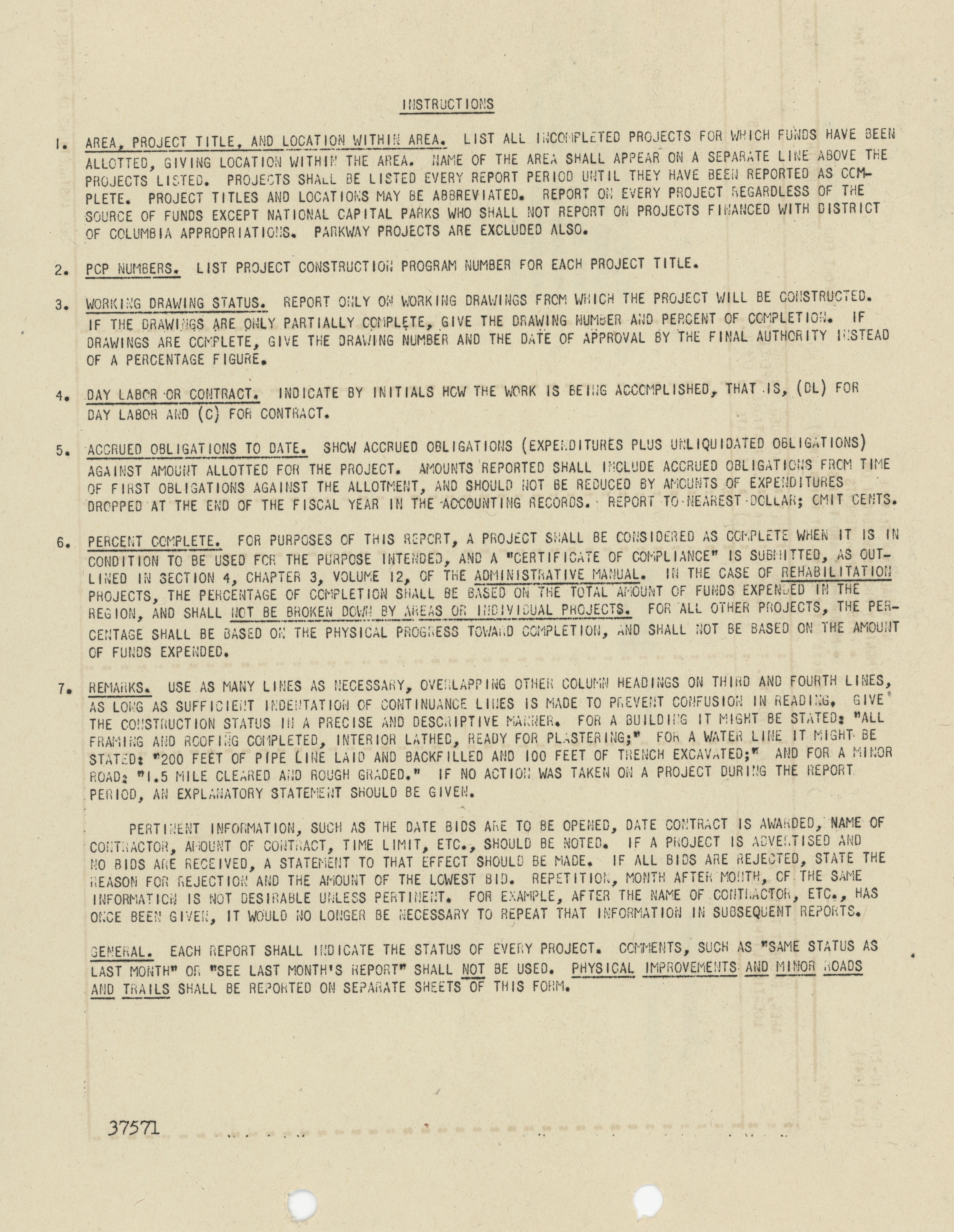 (Reverse) Monthly Progress Report on Physical Improvements or Minor Roads and Trails