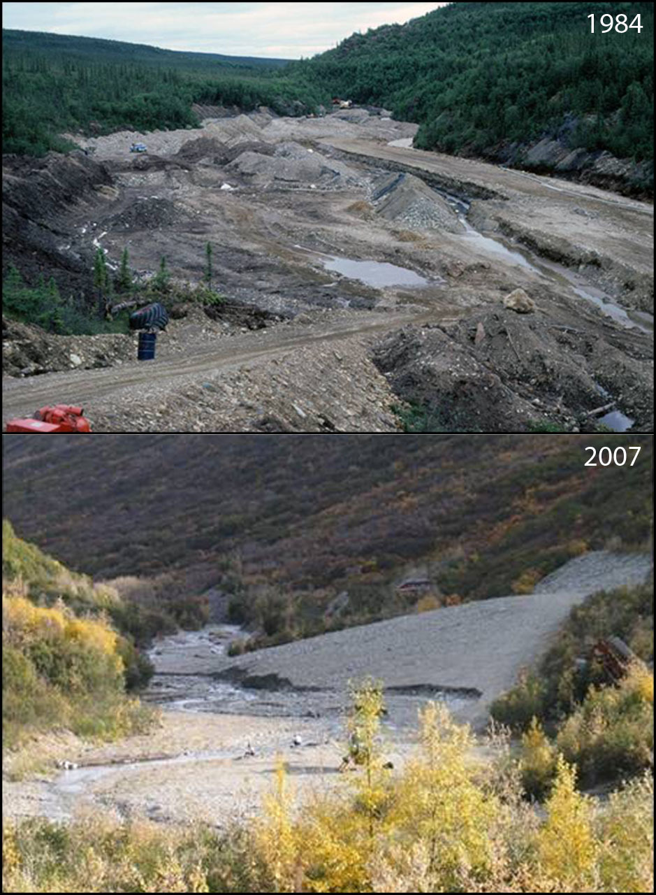 A photo pair showing Human Development and Impacts at Kantishna Hills: 1984-2007