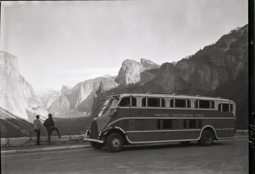 Greyhound night coach, on a test run to Wawona