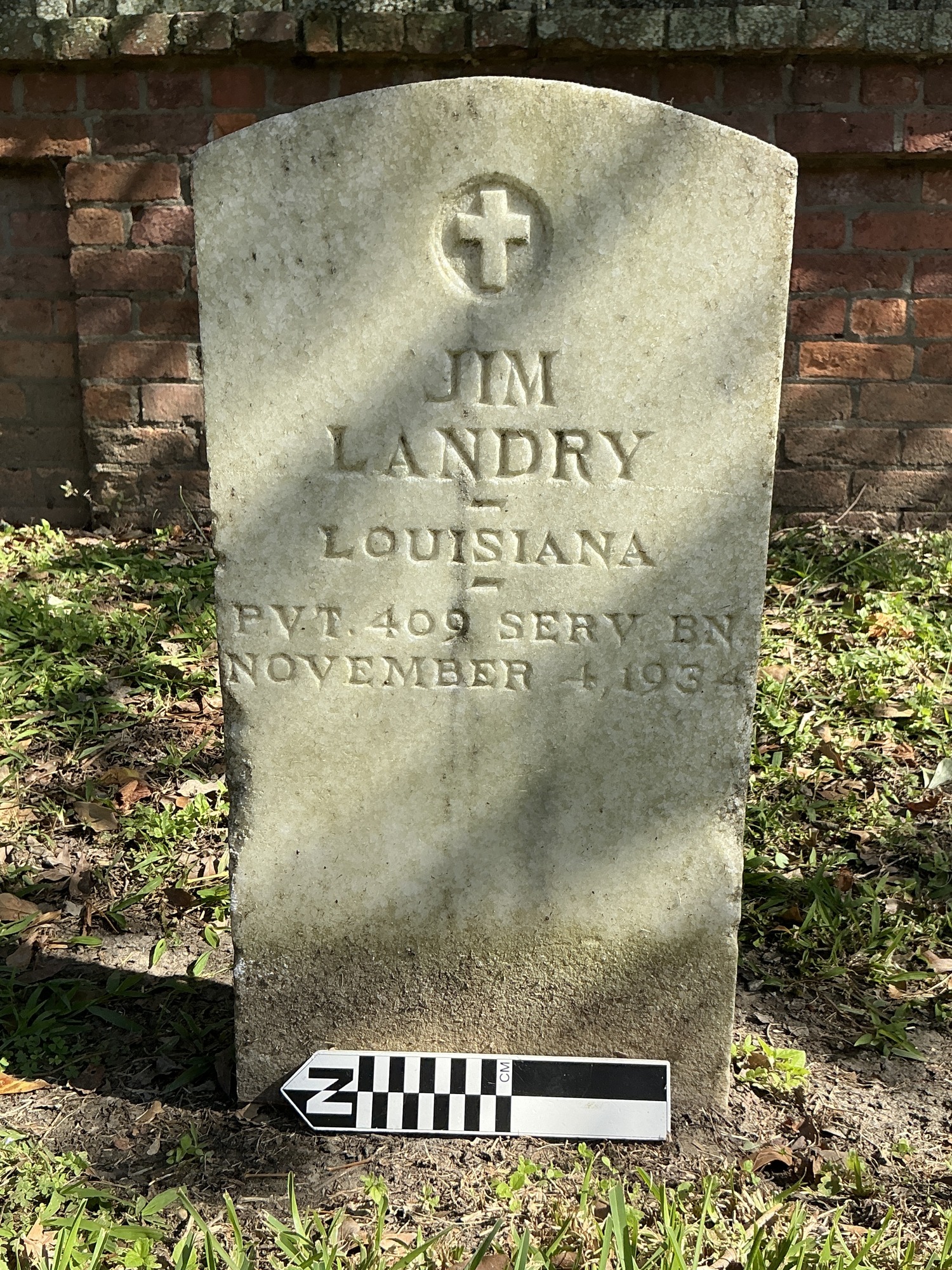 Extra image of upright marble headstone with flat face.