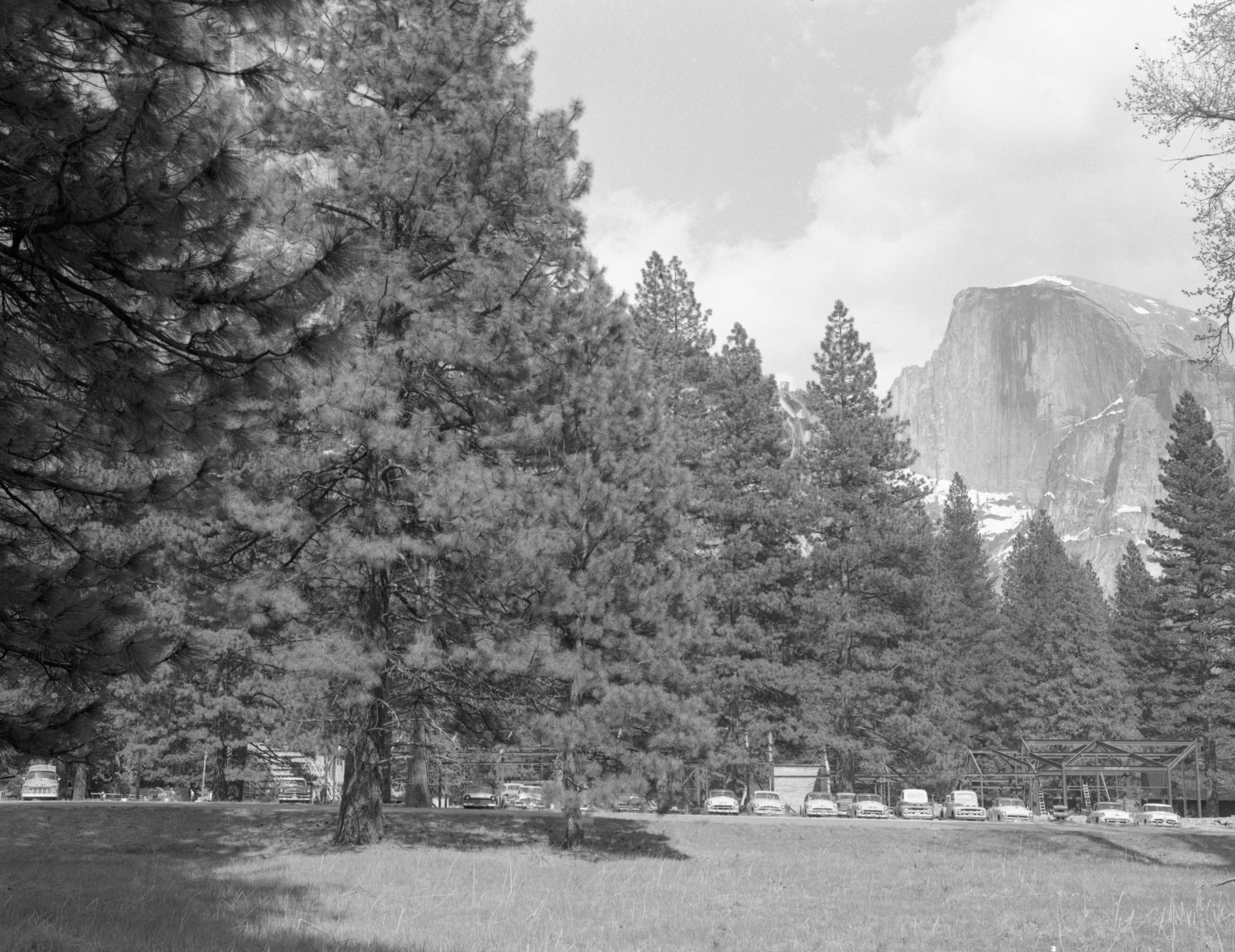 New Merchandise Center Under Construction, Yosemite Village. Mission 66 Cooperative project.