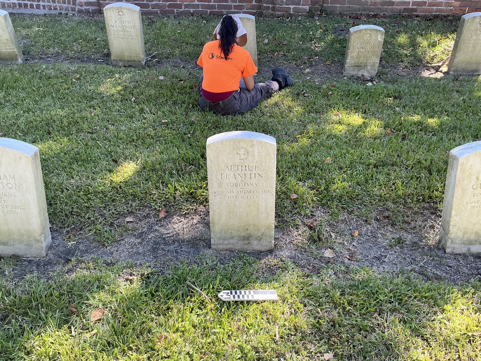 Extra image of upright marble headstone with flat face.