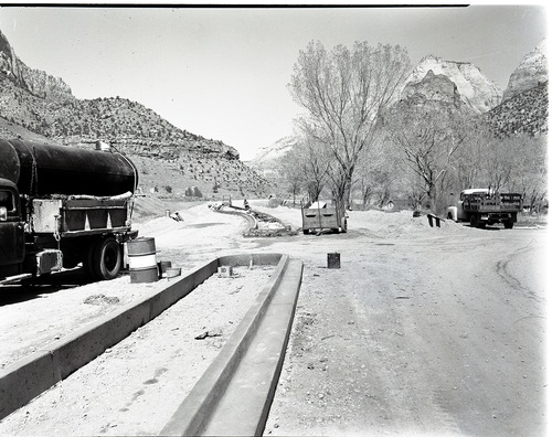 Highway 1 re-alignment - traffic divider grade separation near entrance to South Campground.