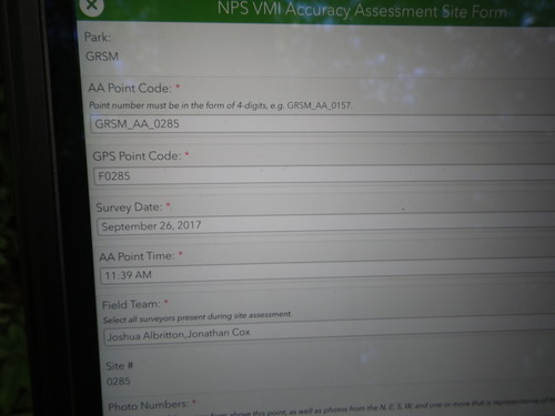 GRSM Accuracy Assessment. Plot Code: GRSM_AA_0285_1