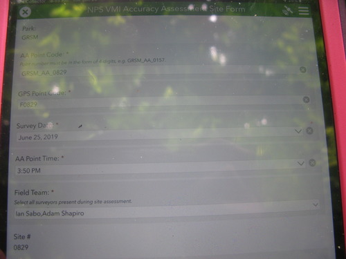 GRSM Accuracy Assessment. Plot Code: GRSM_AA_0829_1